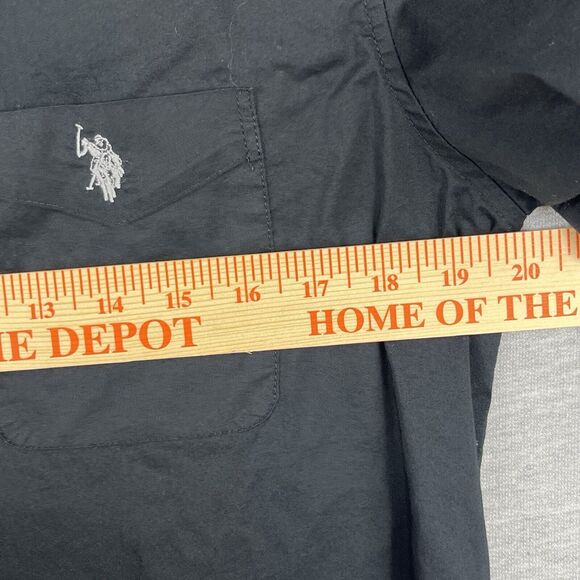 US Polo Assn Button Down Short Sleeve Shirt Size Small Stretch Black - Picture 7 of 8